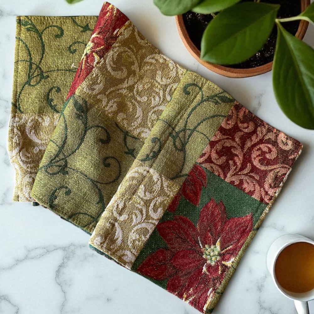 Festive Green and Red Holiday Decor Tapestry